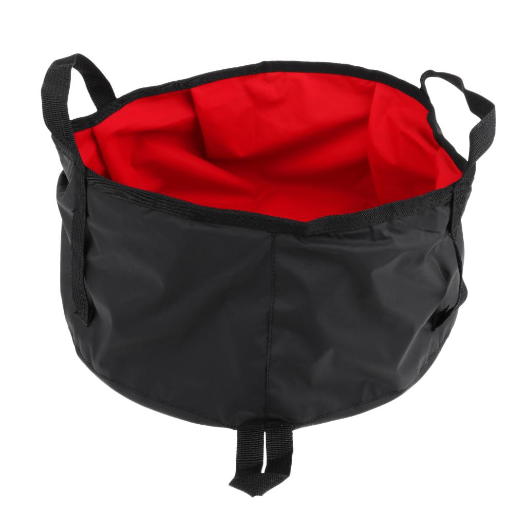 8L Camping Hiking Folding Wash Basin Bucket Travel Water Storage Bag red