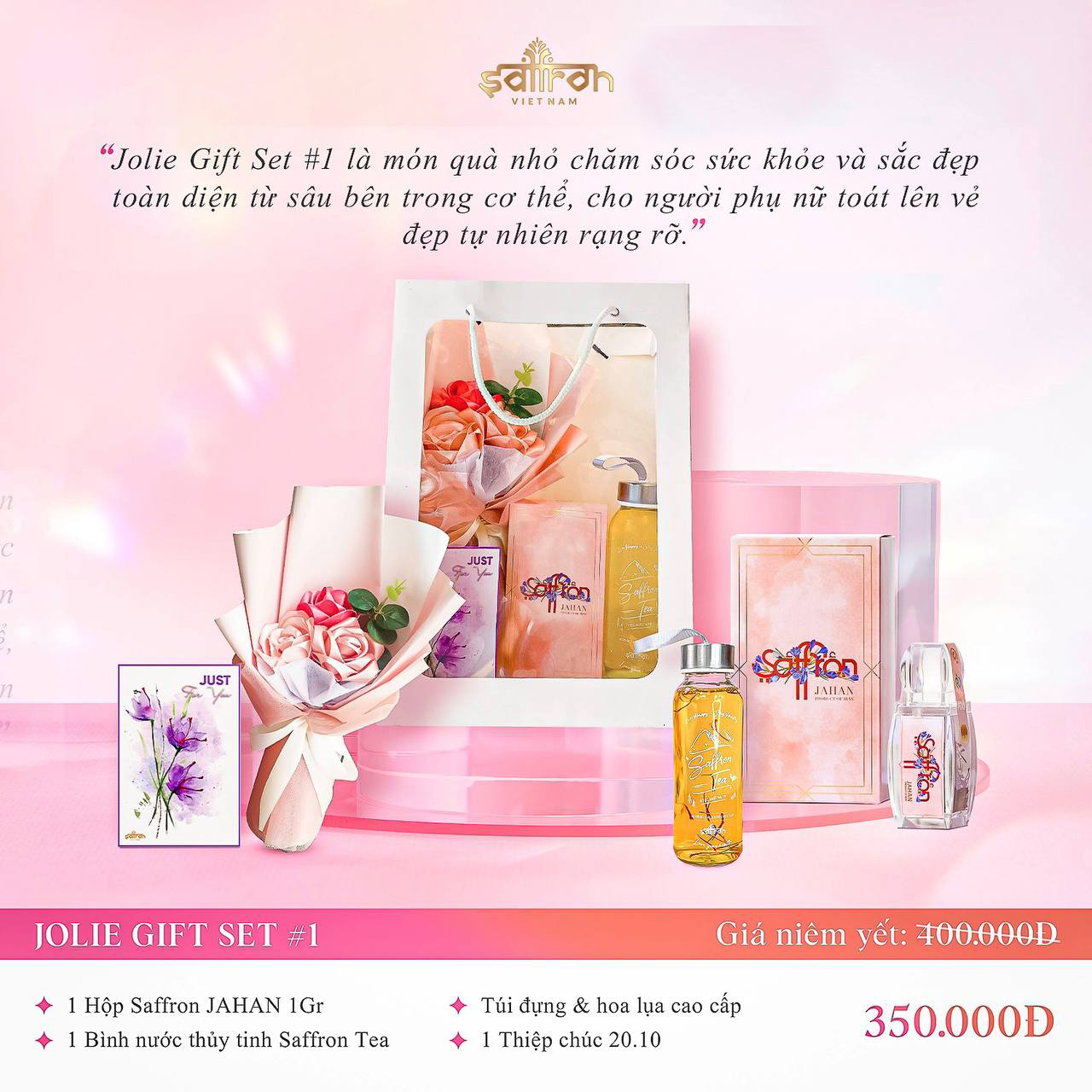 [Bộ quà Tặng 08/03] Nhụy Hoa Nghệ Tây Saffron Jahan Jolie Gift 1 Saffron Việt Nam