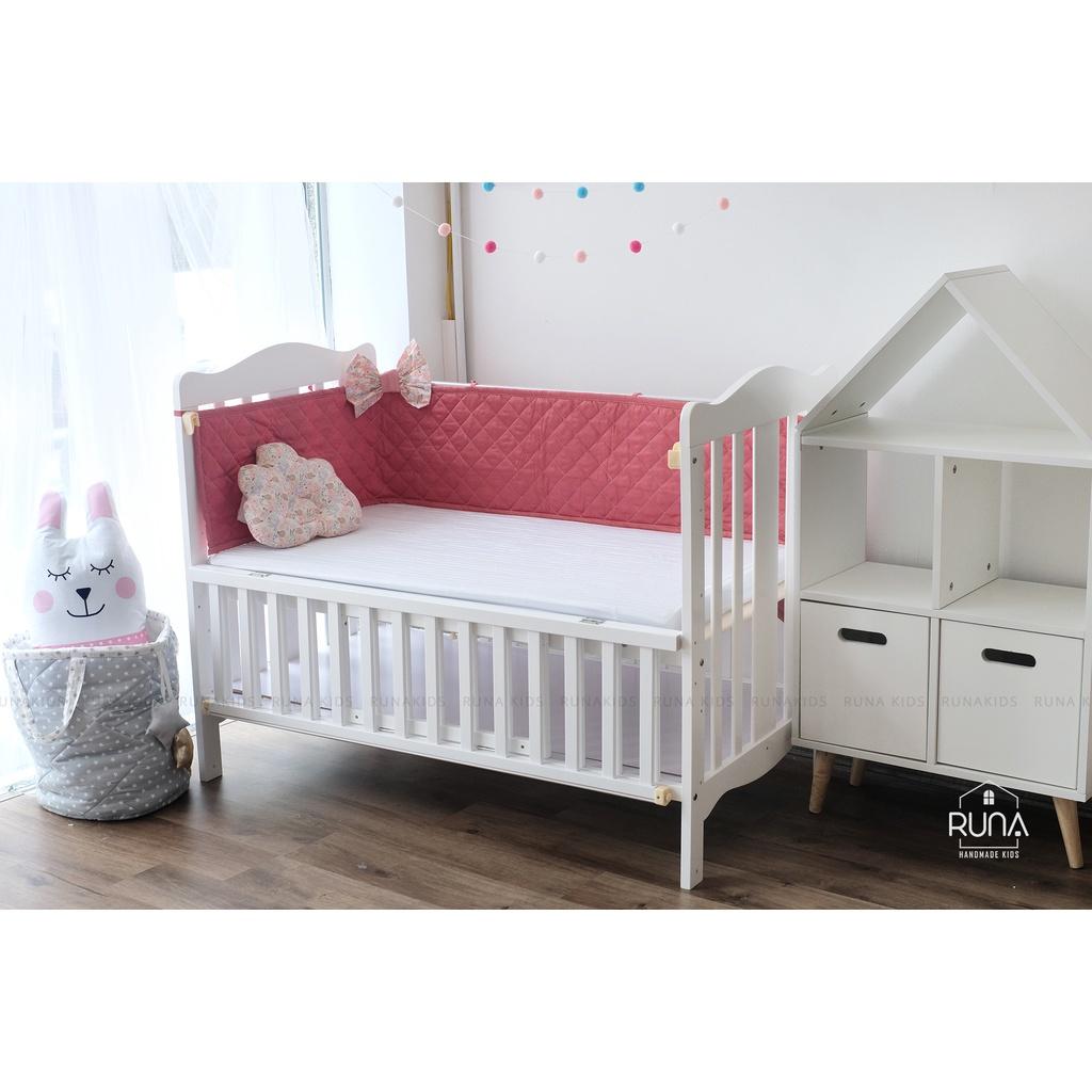 Quây cũi mỏng kích thước 1m2 RUNA KIDS chất liệu Satin cao cấp mềm mịn thoáng mát an toàn cho làn da em bé