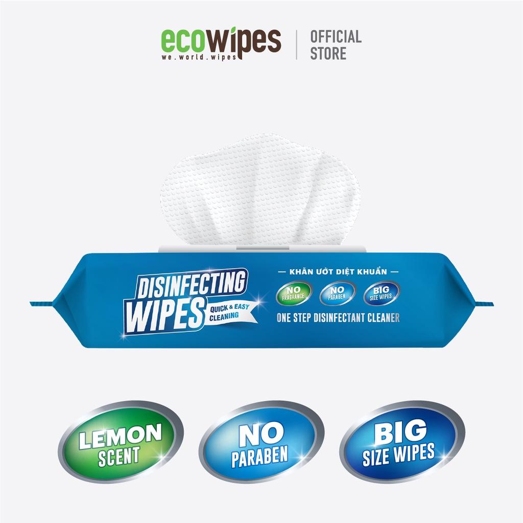 Combo 5 gói khăn giấy ướt diệt khuẩn Disinfectingwipes 20 tờ diệt 99,9% vi khuẩn Hương chanh sả