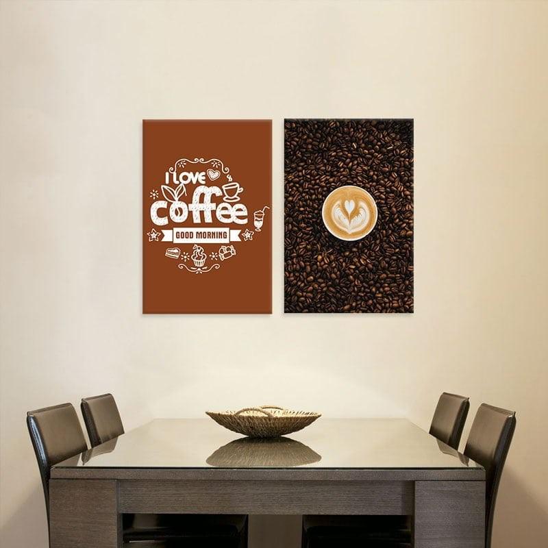 Bộ 2 tranh “I Love Cà phê” | Tranh treo tường quán cà phê W2038