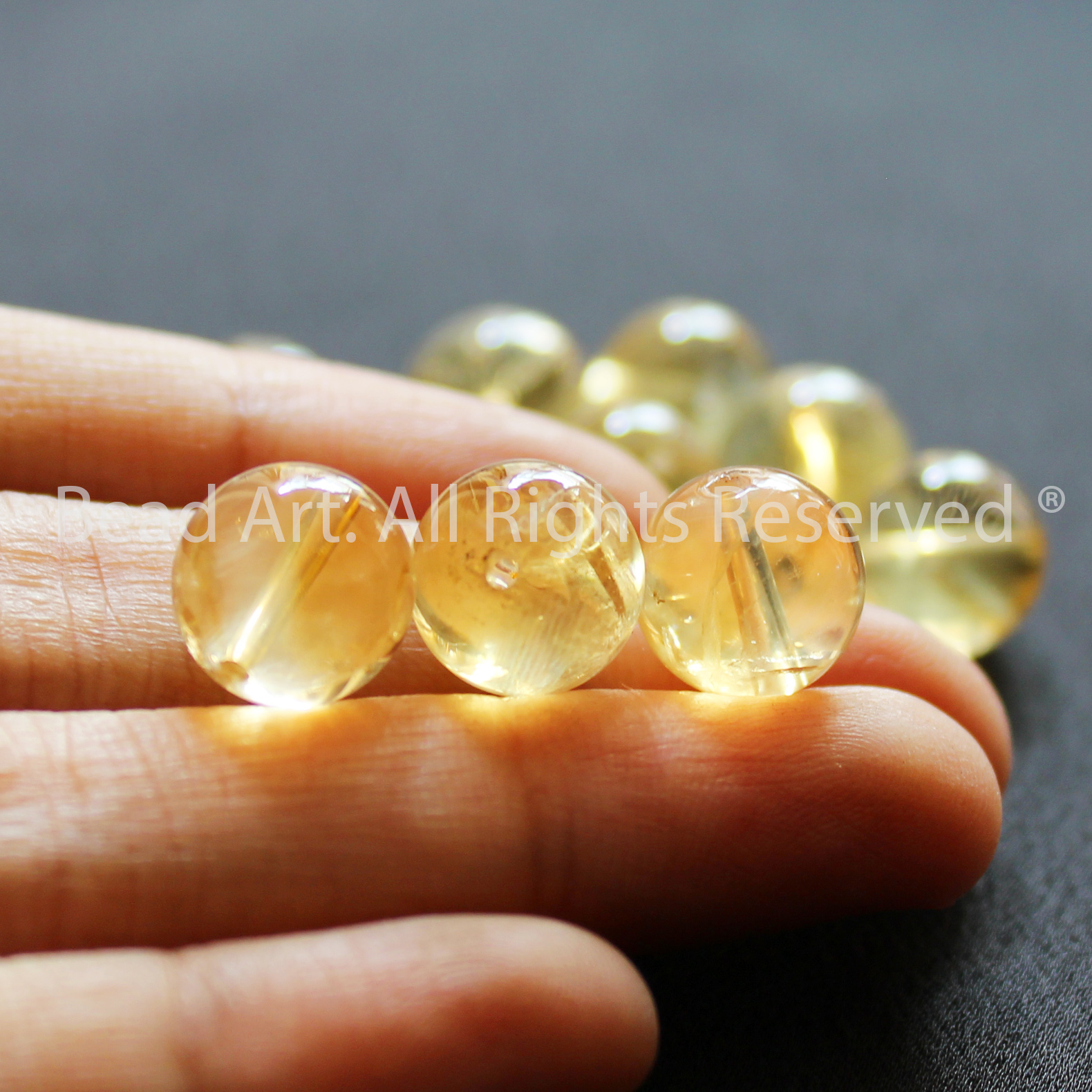 [1 Hạt] 10MM Đá Thạch Anh Vàng, Citrine Tự Nhiên, Mệnh Thổ, Kim, Đá Phối Vòng Tay Phong Thuỷ, Chuỗi Hạt, Loại A - Bead Art