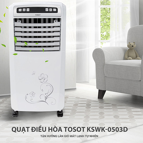 Quạt điều hòa Gree (kèm remote) TOSOT KSWK-0503D (Hẹn Giờ &amp; Điều Khiển Từ Xa - Đa Chức Năng - Công Suất 100W - Dung Tích 5L, Tự Động Tắt Bơm Khi Hết Nước) - Hàng Chính Hãng