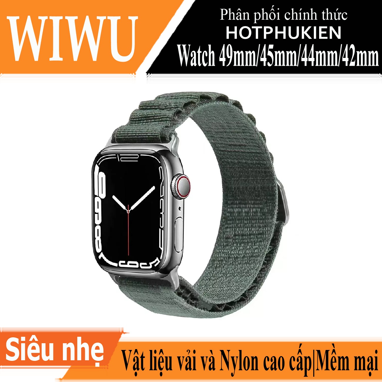 Dây đeo thay thế dành cho Apple Watch Ultra Series 8 49mm / 45mm / 44mm / 42mm chất liệu vải kết hợp với nylon hiệu WIWU Watchband Pro  - hàng nhập khẩu