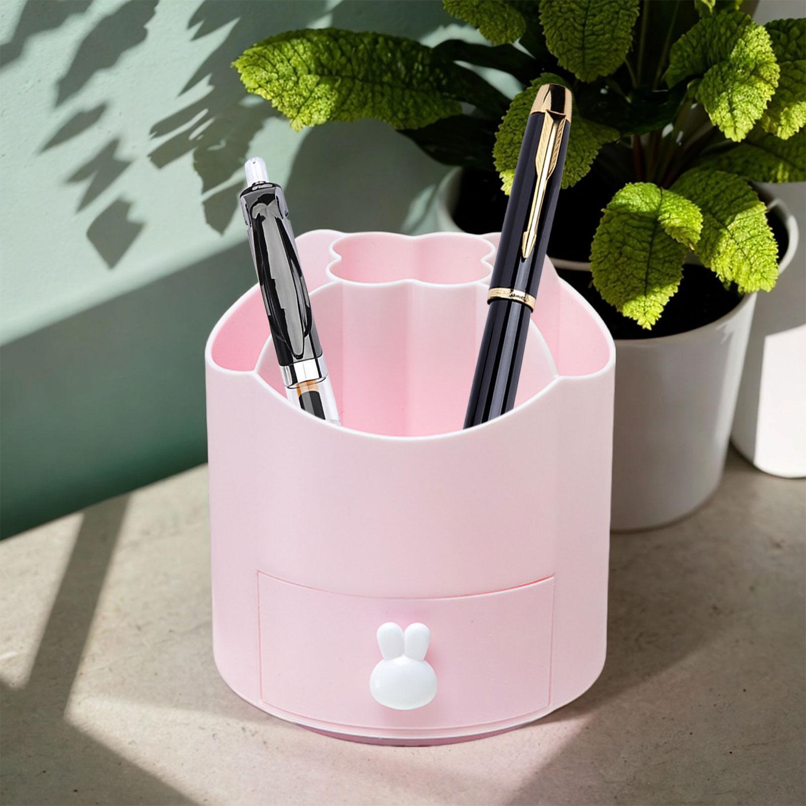 360 Degree Rotating Pencil Pen Holder Desktop Stationery Organizer Storage Box Desktop Storage Organizer for Card Stationery Office Supplies
