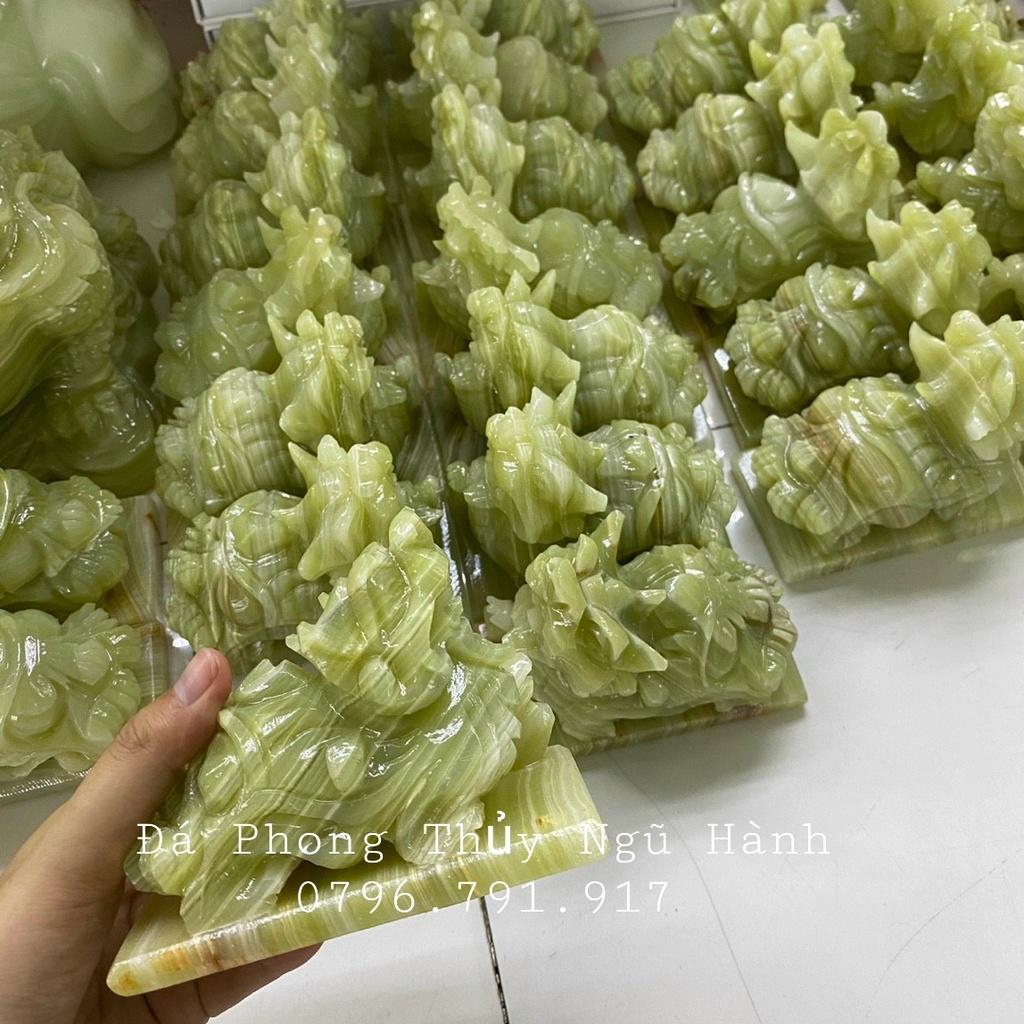 Cặp Tỳ Hưu Đá ngọc Pakistan Xanh Dài 10cm - Hàng Đẹp