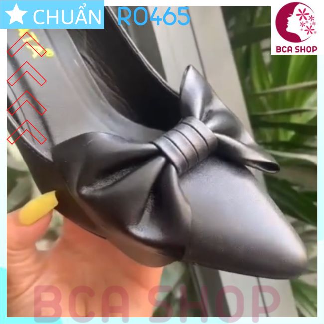 Giày cao gót nữ 6 phân RO465 ROSATA tại BCASHOP gót trụ nhỏ, mũi nhọn có nhấn nơ cùng màu - màu đen