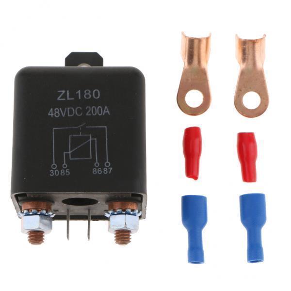 2x High Performance Car SPST Relay 2 Pole 48V 200A + 4 Connection Accessories, Automatic Switch