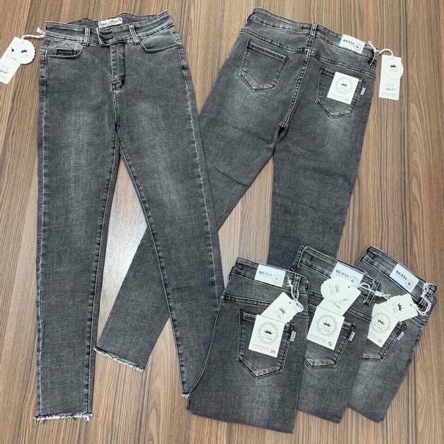 Quần jeans ôm cạp cao xám tiêu màu đẹp xuất sắc- shop tự chụp