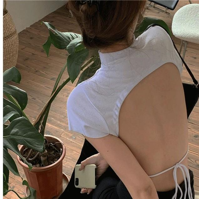 Áo Croptop Ngắn Tay Hở Lưng, Áo Thun Hở Lưng Kèm Đệm Ngực_Mẫu Mới Nhất