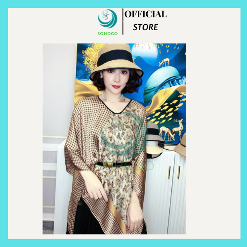 Áo choàng/ Khăn choàng cổ chất liệu lụa cao cấp, mẫu mới, kiểu dáng sang trọng dễ biến hóa- CHỌN MẪU- Khăn choàng cổ đa năng 110x110cm, làm quà tặng ý nghĩa