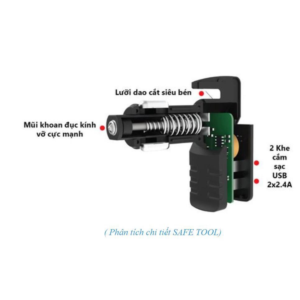 Khuyến mãi - Dụng cụ ô tô 3in1 sạc điện thoại, thoát hiểm, phá kính SAFE TOOL