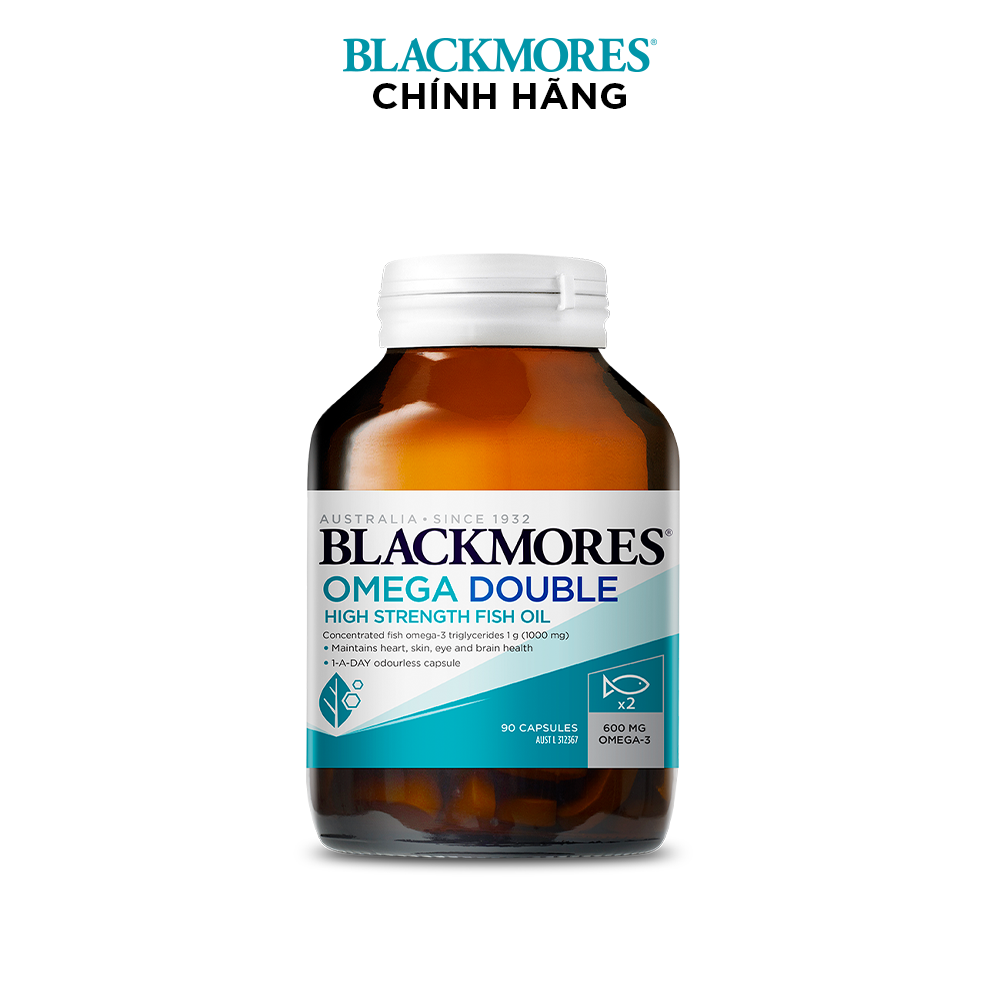 Viên Uống Dầu Cá Bổ Sung Omega Hỗ Trợ Cho Tim, Mắt và Da Blackmores Double Omega High Strength Lọ 90 Viên