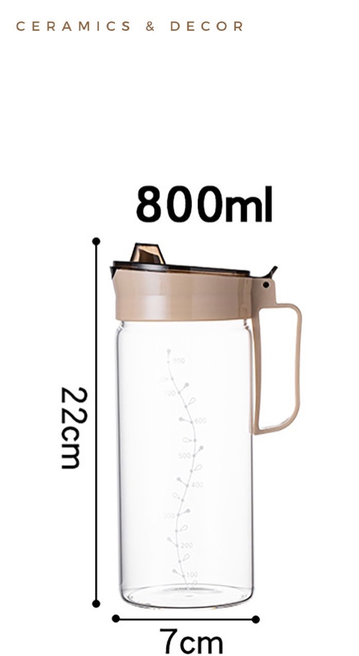 Bình Dầu Thuỷ Tinh 800ml THỦY TINH NẮP KÍN RÓT DẦU ĂN - GIA VỊ - NƯỚC CHẤM TIỆN DỤNG