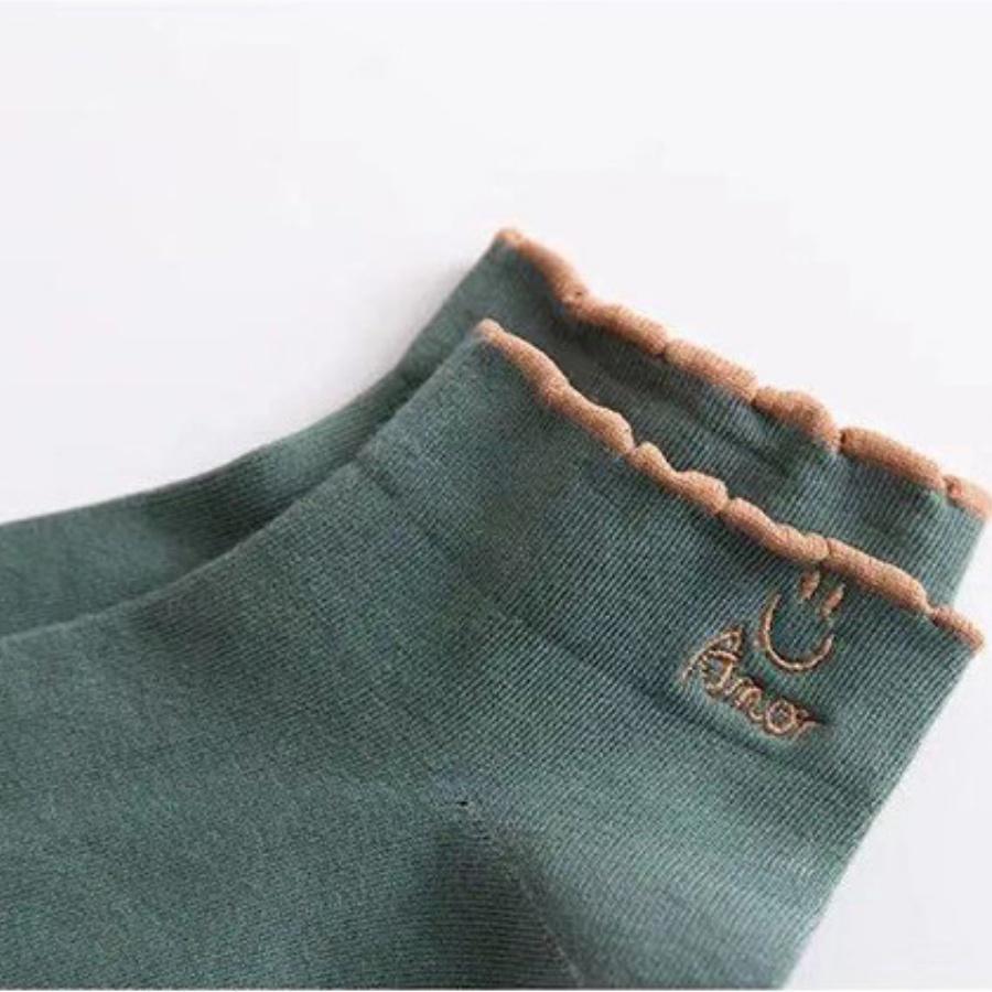 Tất Vớ Nữ Cổ Ngắn Unisex Cotton Họa Tiết SMILE Phong Cách Hàn Quốc Dễ Thương - Mã TV014