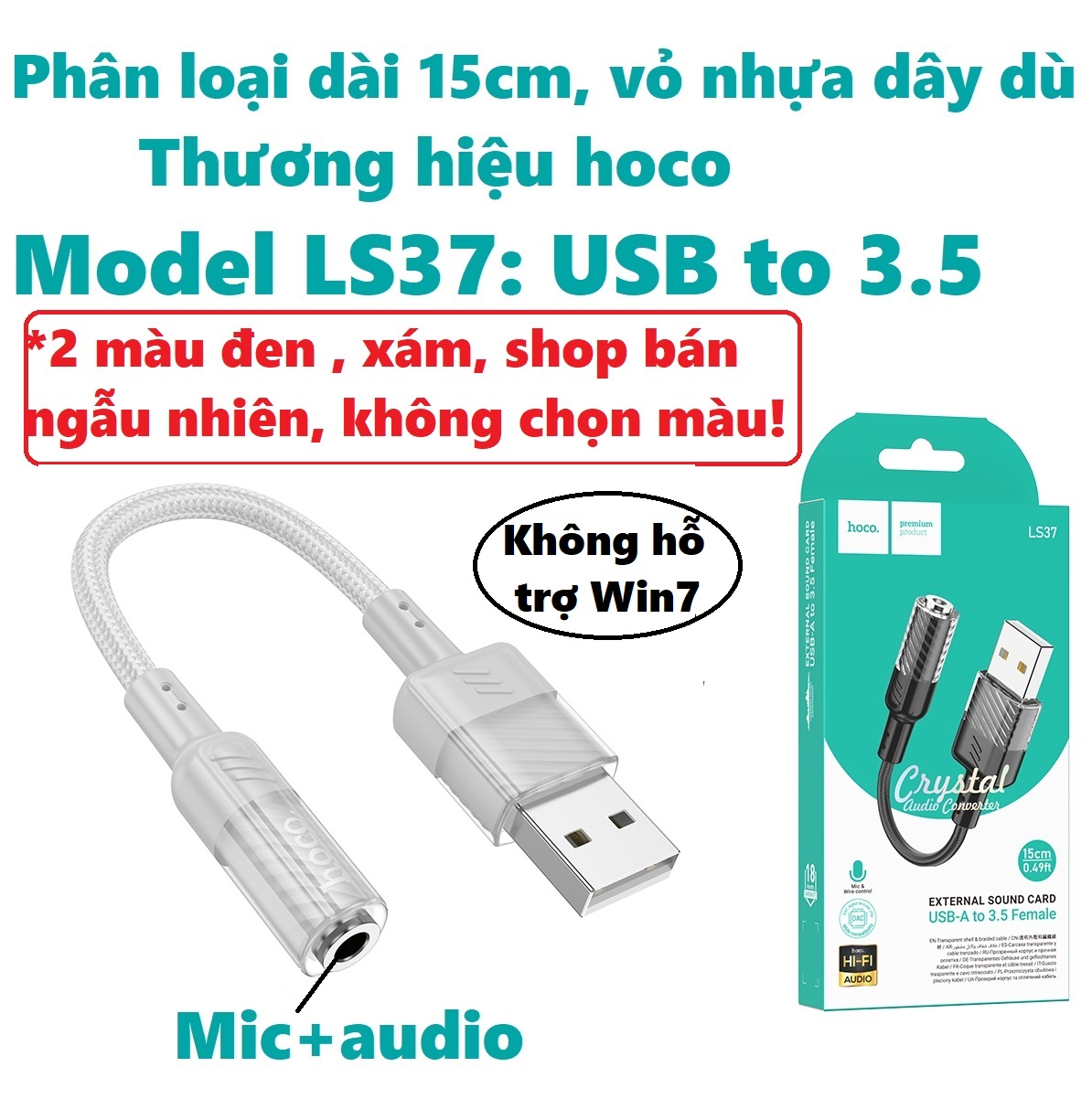 Card âm thanh chuyển Usb ra 1 cổng 3.5mm hỗ trợ mic Vention CDNH0 / CDJHB / CDZB0 - Hàng chính hãng