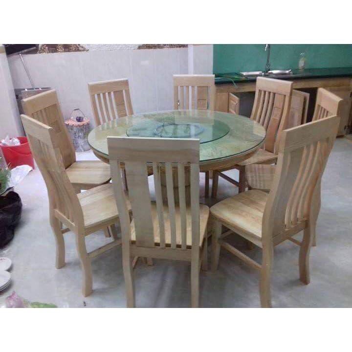 BỘ BÀN ĂN TRÒN 6 GẾ GỖ SỒI TỰ NHIÊN