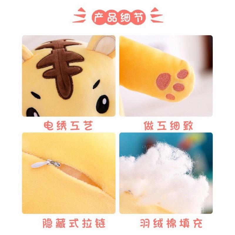 Gối Ôm Gấu Bông Hình Thú Hổ Vàng Cho Bé Kích Thước 1m1, Co Dãn 4 Chiều Chất Vải Mềm Mịn