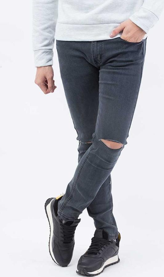 Quần jeans Nam rách gối màu đen QJ105 (Xám chuột )