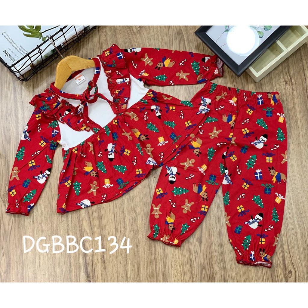 Bộ dài tay bánh bèo dáng xòe thun cotton xuất khẩu cho bé gái từ 11 đến 23kg - Bộ dài tay bé gái