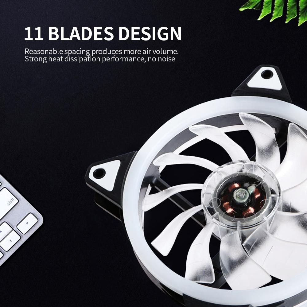 Computer Radiator RGB Fan 12cm RGB Case Cooling Fan Case Cooler Mute Cooling Fan with Non-adjustable Colorful RGB Light