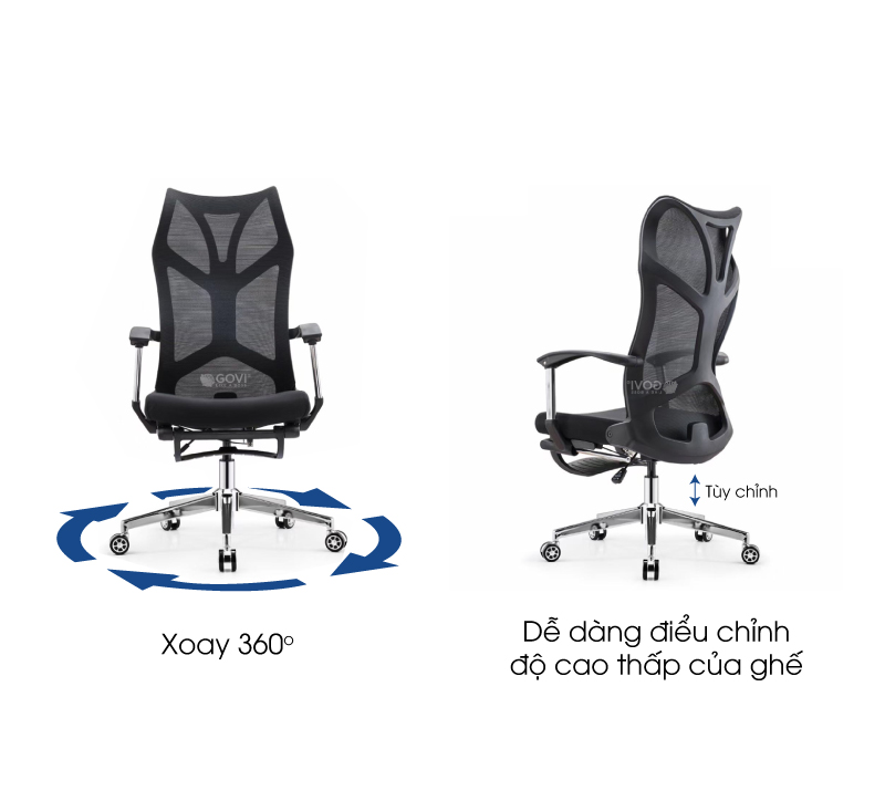 Ghế công thái học Ergonomic GOVI PL36 - Thiết kế gác chân, ngả cố định nhiều vị trí