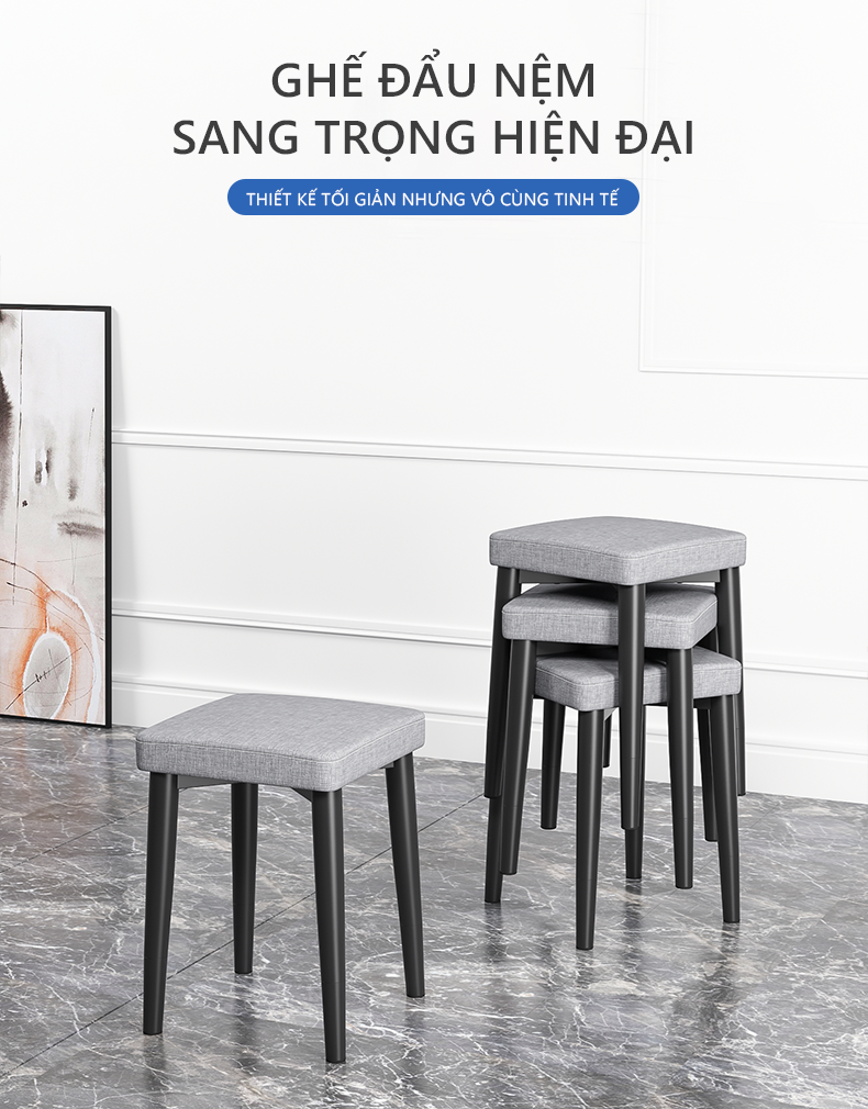 Ghể đẩu đa năng cho bàn làm việc bàn trang điểm phong cách hiện đại sang trọng - GN66