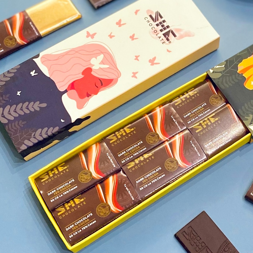 Socola đen nguyên chất 58% cacao đắng vừa ngọt dịu SHE Chocolate