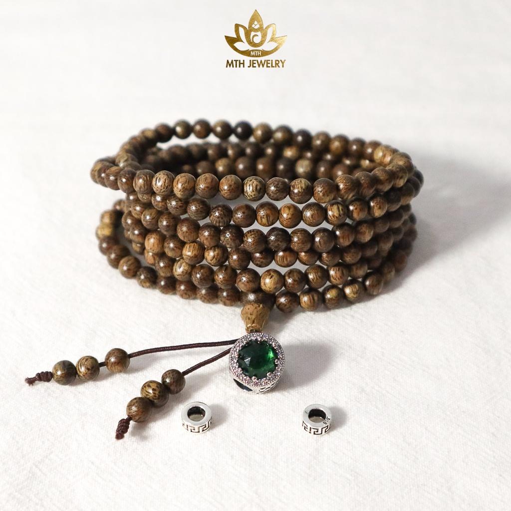 Vòng Tay Trầm Hương Tự Nhiên 216 Hạt 4mm MIX Charm Bạc S925