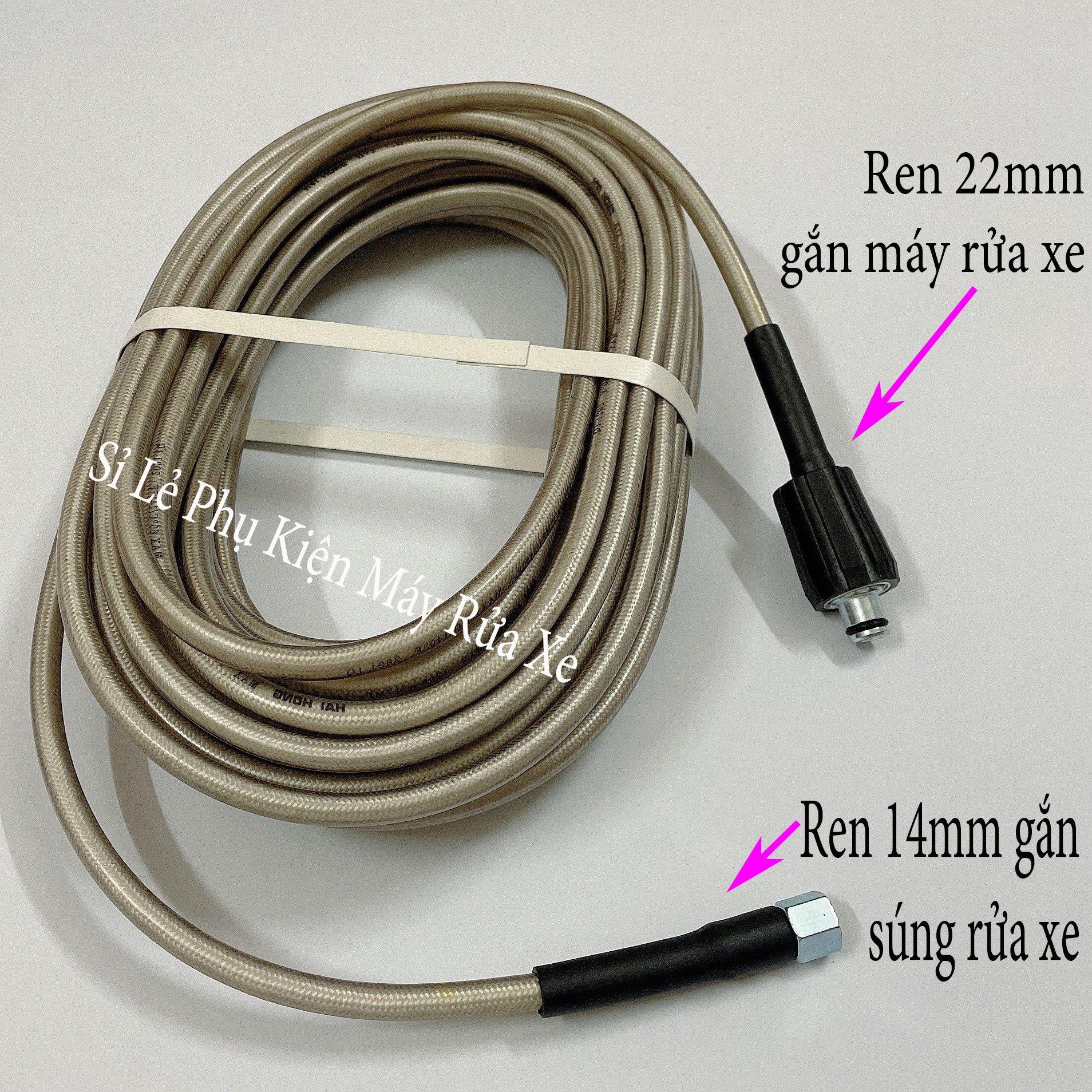 20m Ống dây rửa xe cho máy bơm xịt áp lực cao Ren 14mm-Đầu lõm | dây xịt rửa xe áp lực cao