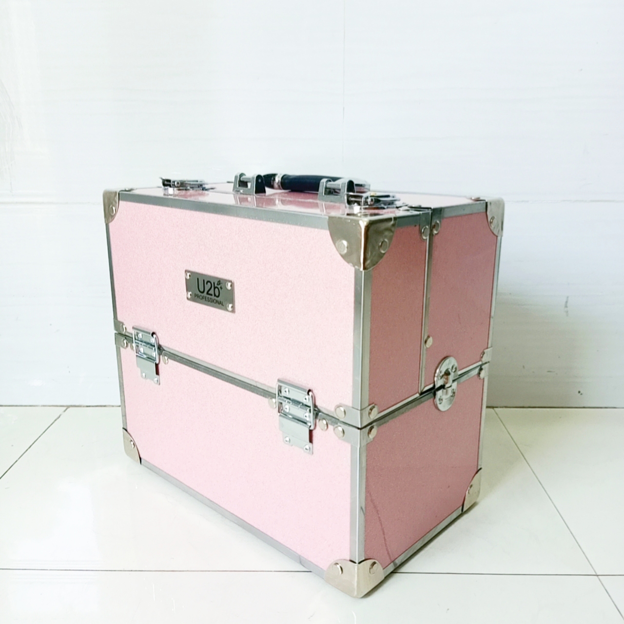 Hàng cao cấp loại 1 - Cốp đa năng Hana size 35x31x20cm chuyên nghiệp có khóa cao cấp bọc góc inox, 3 tầng 6 măm đựng mỹ phẩm, dụng cụ phun xăm, nối mi, đồ nail 