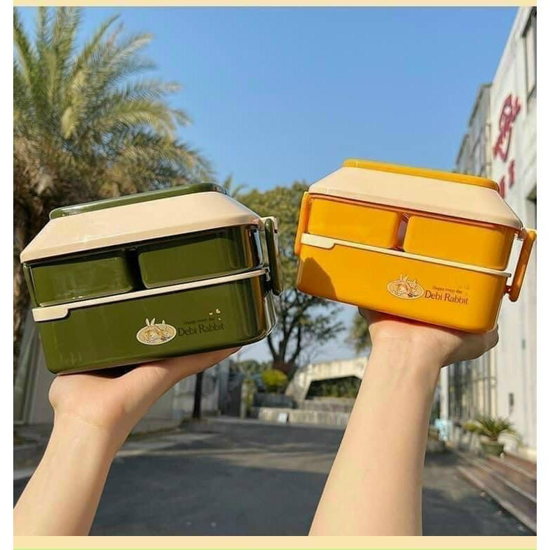 Hộp Cơm Giữ Nhiệt Lúa Mạch 2 Tầng 3 Ngăn