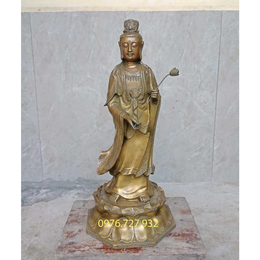 Tượng phật đại thế chí bồ tát bằng đồng cao 43cm, mẫu tượng phật đại thế chí bồ tát