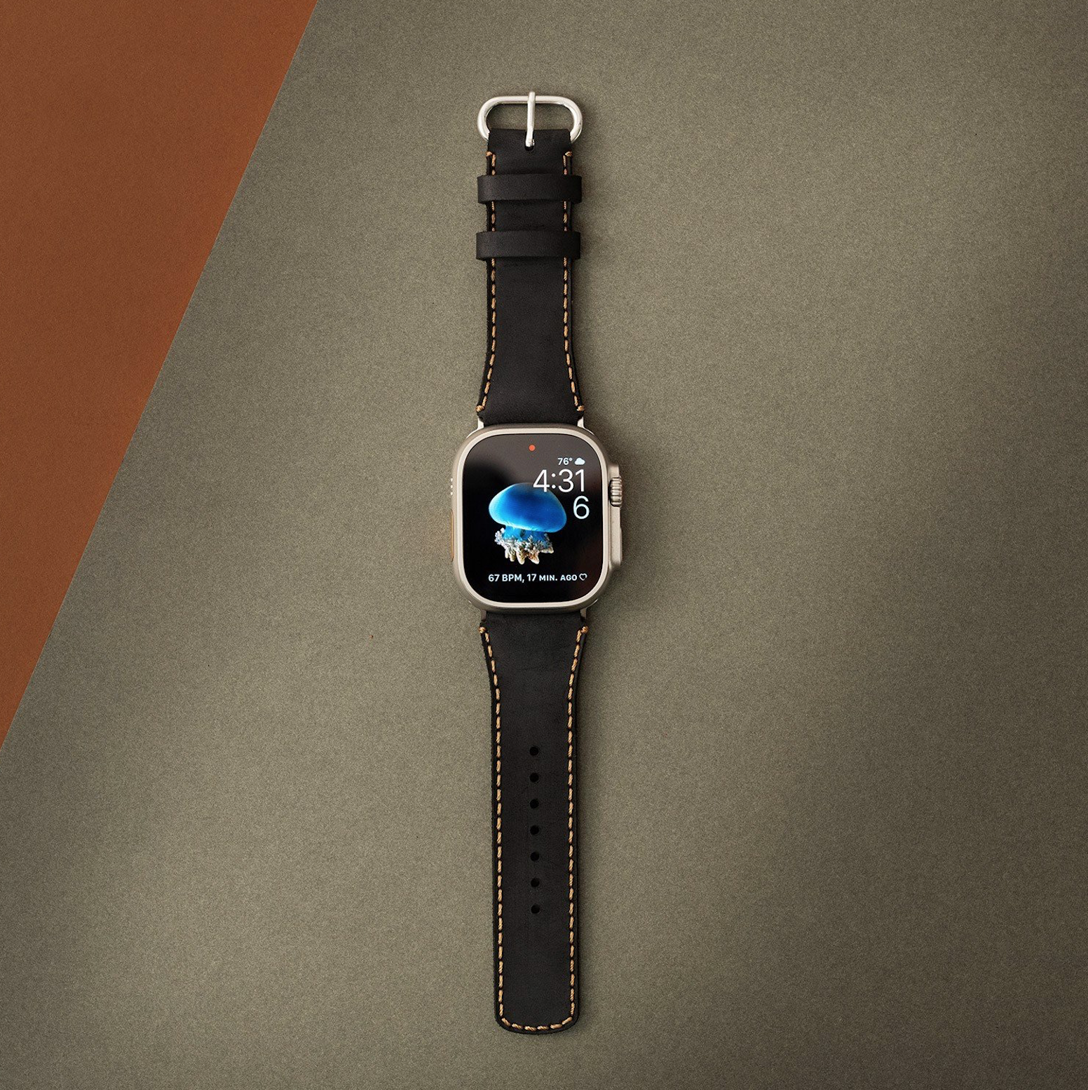 Dây da dành cho Apple Watch Ultra , chất liệu da bò, hiệu Khắc Tên - Hàng chính hãng