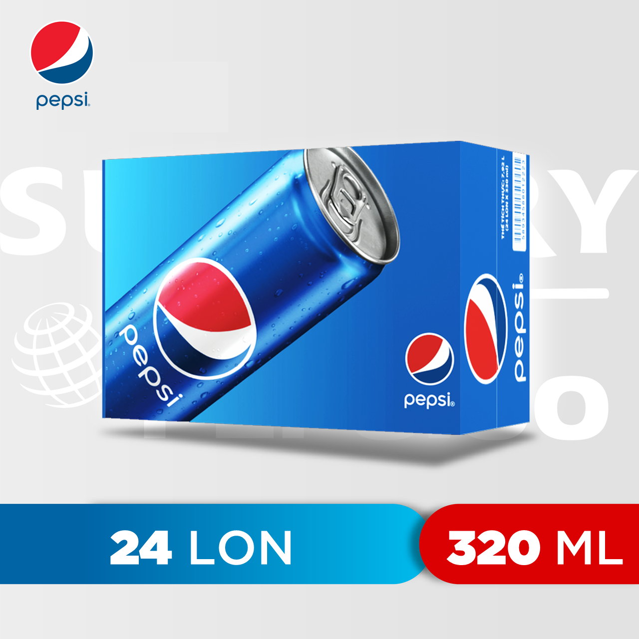 Thùng 24 Lon Nước Ngọt Có Gaz Pepsi lon xanh (320ml/lon)