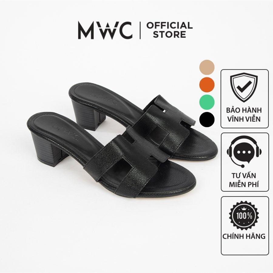 Giày MWC 4352 - Dép Cao Gót 5cm Đế vuông, Guốc Cao Gót Quai Chữ H Mũi Tròn Đơn Giản