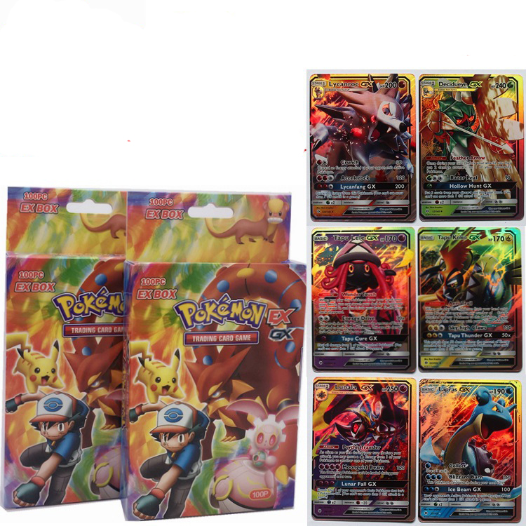 Bộ Thẻ Bài Pokemon 100 Pc EX GX Box Trading Card Game TCG Sưu Tập Đối Kháng Đẹp Đọc Đáo