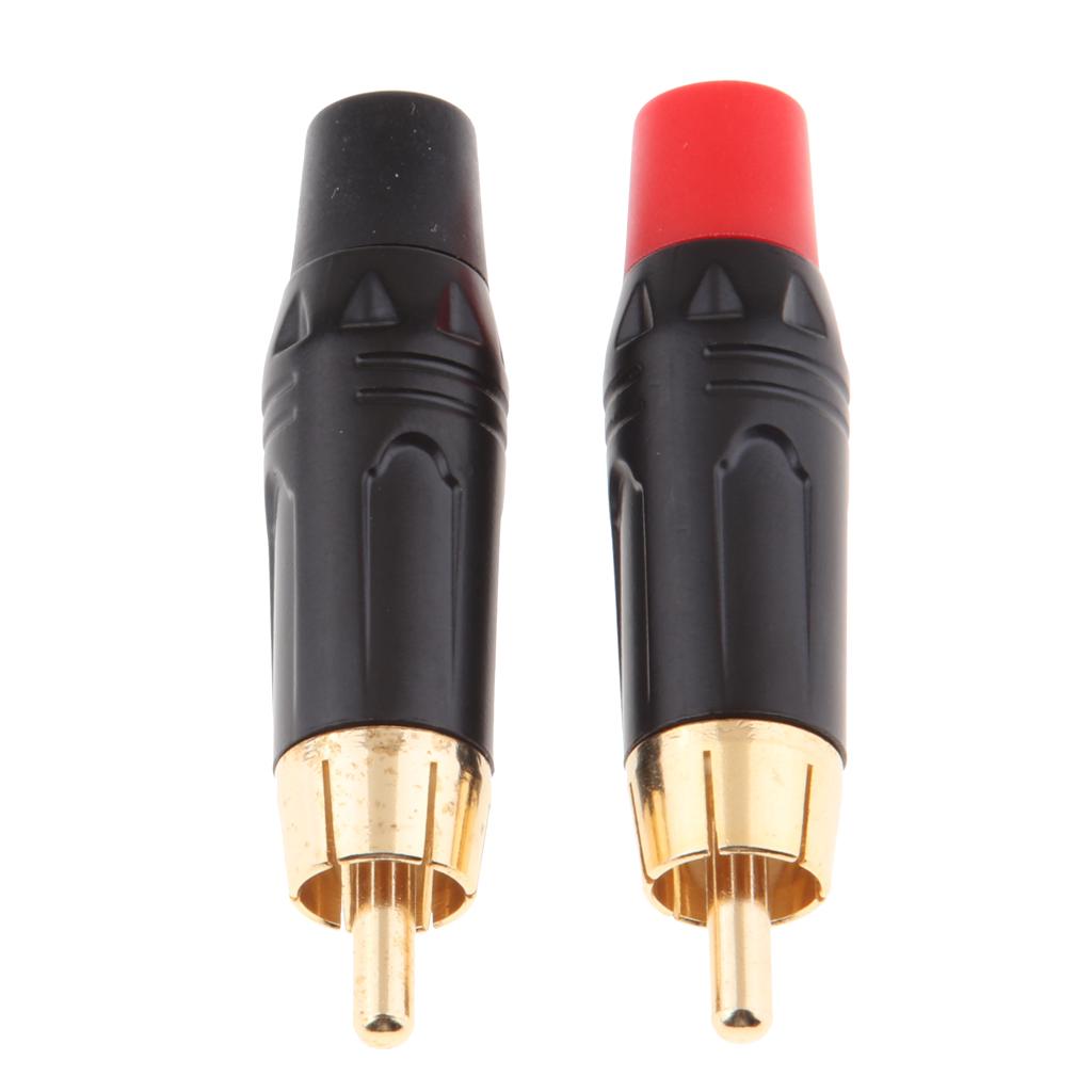 Gold Plated RCA Male+Female Plug Adapter Audio Cable Connector Speaker Plug
