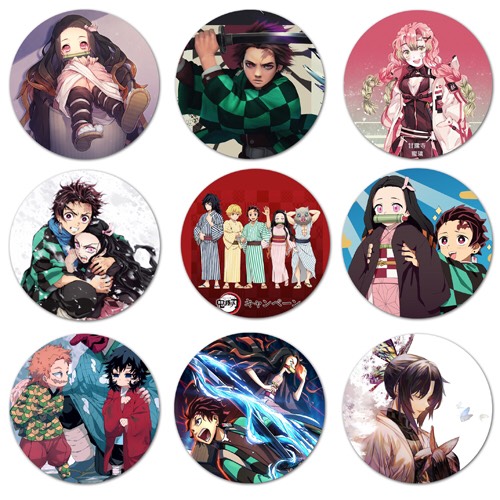 Huy hiệu anime kimetsu no Yaiba combo 5 cái khác nhau mẫu ngẫu nhiên