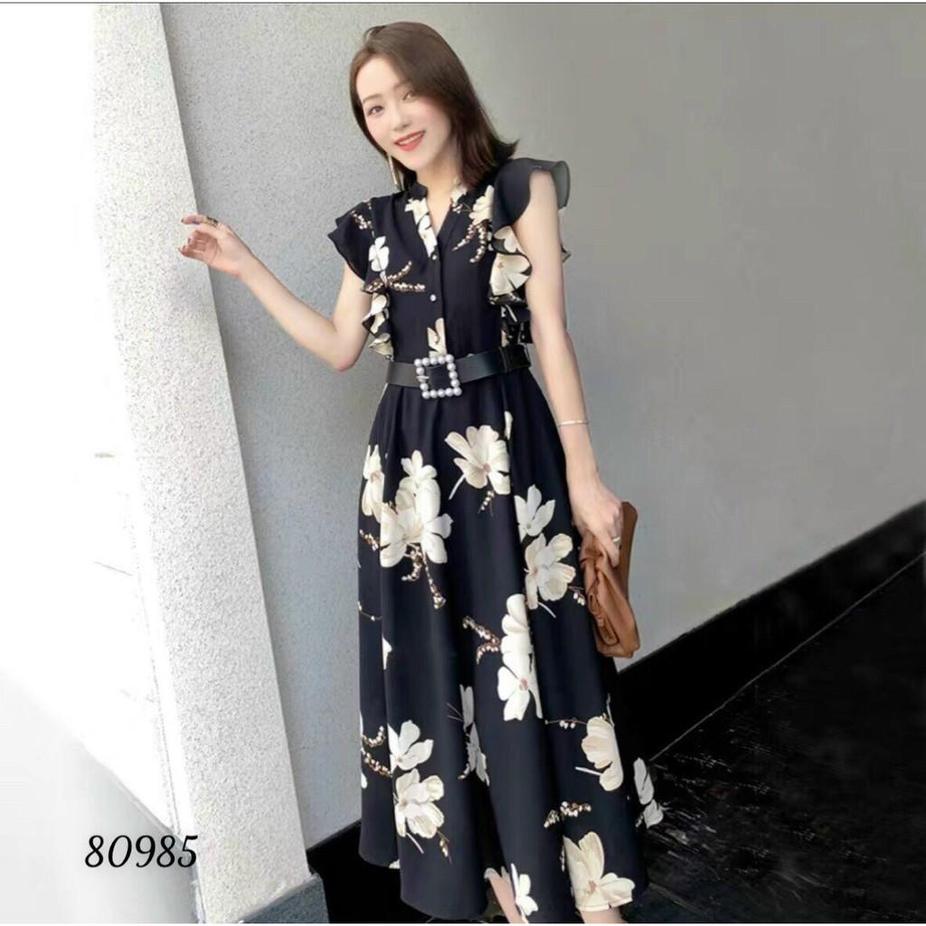 ĐẦM XÒE LỤA HOA KÈM DẬY LỤA HOA CỘT EO SIÊU ĐẸP DÀNH CHO CÁC QUÝ PHU NHÂN KME FASHION
