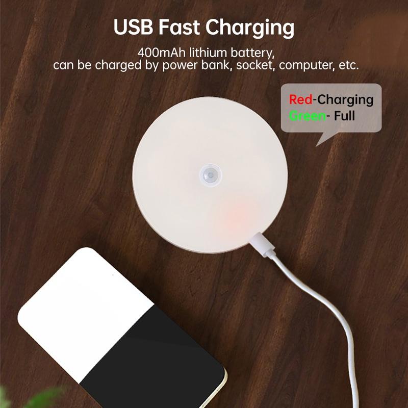 Đèn LED Hình Tròn Cảm Biến Chuyển Động Kèm Sạc USB Tiện Dụng Cho Phòng Khách/ Phòng Ngủ