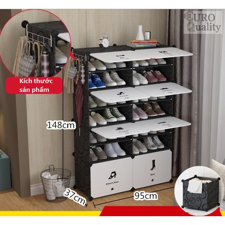 Tủ giày nhựa lắp ghép 16 ngăn có nắp đậy
