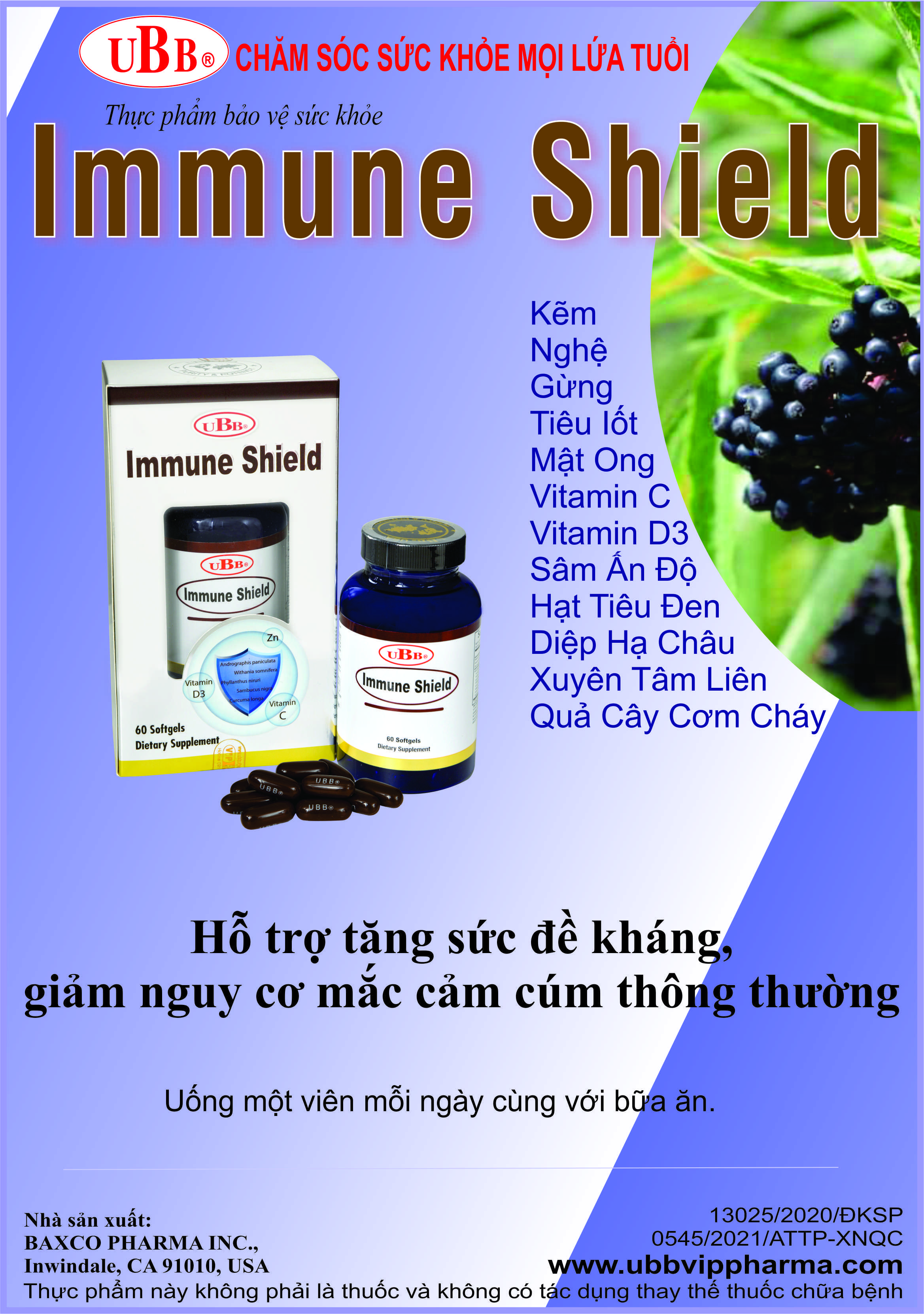 Thực Phẩm Chức Năng - UBB Immune Shield - Hỗ trợ tăng sức đề kháng, giảm nguy cơ mắc các bệnh thông thường