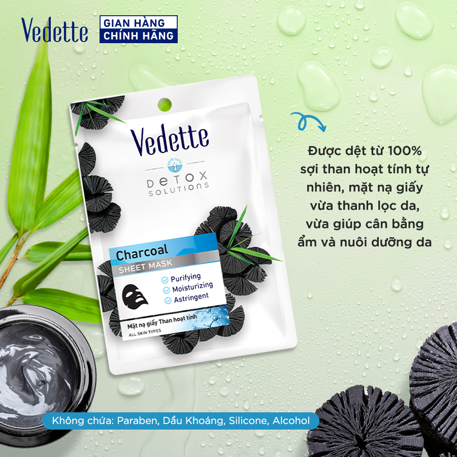 Mặt nạ giấy Vedette than hoạt tính 22ml