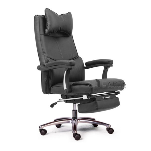 Ghế làm việc có gác chân nệm da màu đen CR4103-P Nội thất Capta