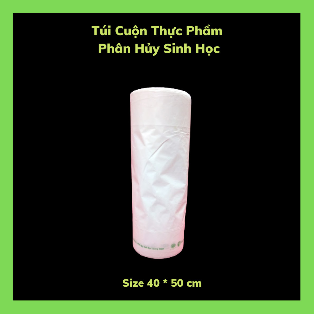 Set 4 Kí Túi Đựng Thực Phẩm Tự Hủy Sinh Học - Dạng Cuộn - Màu Trắng Sữa - 4 Size / Set 4 Kilograms of Bio-degradable Plastic Bag- In Rolls - Color Milk White - 4 Sizes