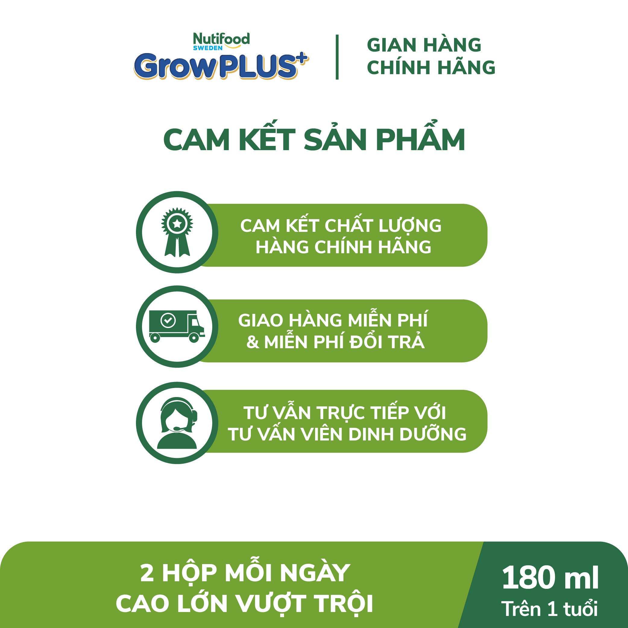 Thùng Sữa Bột Pha sẵn Nutifood GrowPLUS+ Cao Lớn Vượt Trội trên 1 tuổi (24 hộp x 180ml)