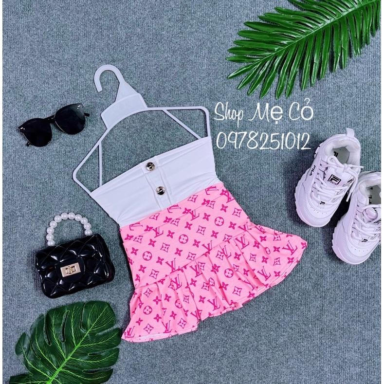 Set Áo Ống Phối Kèm Chân Váy Xếp Ly Bé Gái Chất Thun Cotton Mềm Mại