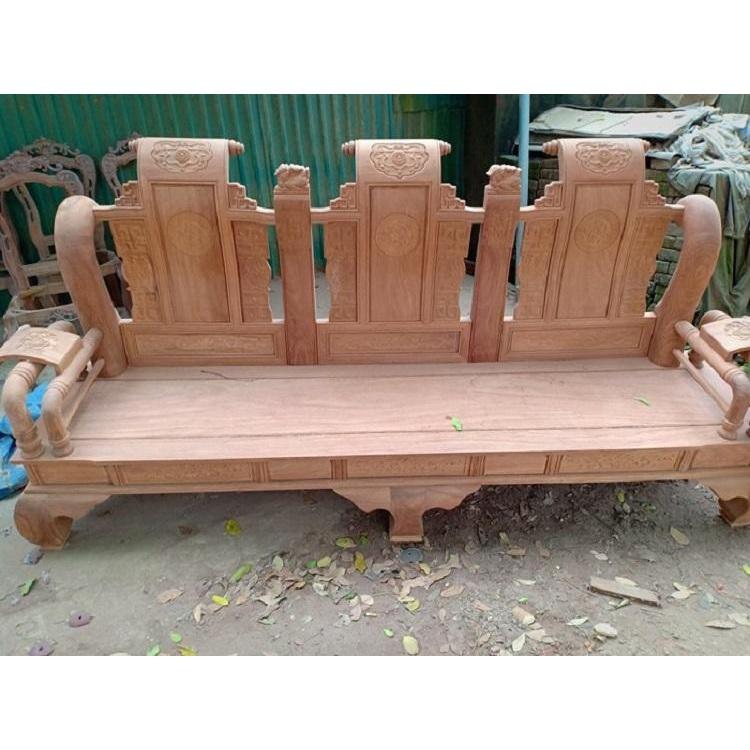 Bộ bàn ghế phòng khách tần thủy hoàng gỗ gõ tay 12 hàng 6 món