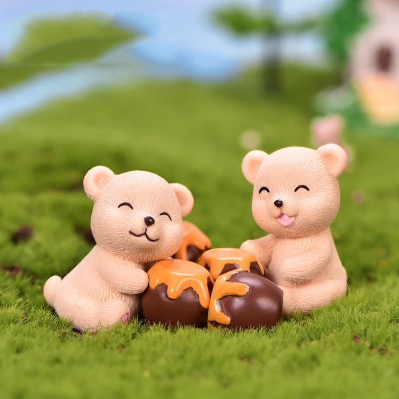 Tiểu cảnh mini ️ Mô hình gấu nâu đáng yêu trang trí tiểu cảnh sen đá, sân vườn, terrarium